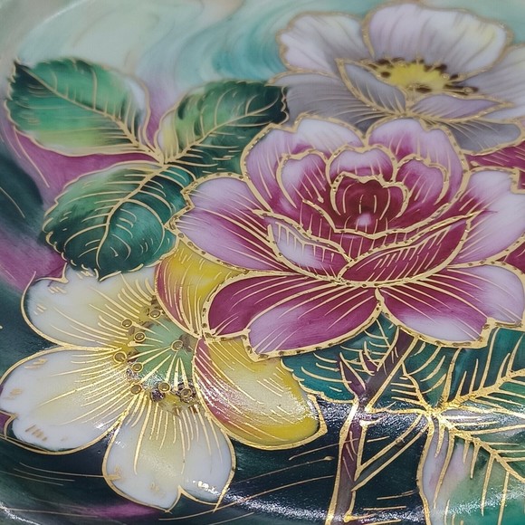 Vtg. Floral Plate Riticulated Handpainted Gold Accents Chubu Wall Art Japan 8.25 - Picture 7 of 9